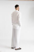 Linen pleated pants White