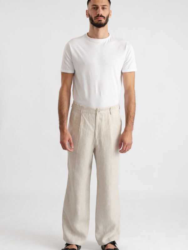 Linen pleated pants Oatmeal