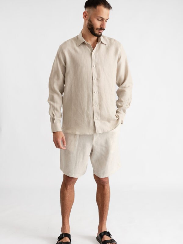Regular fit linen shirt Sand